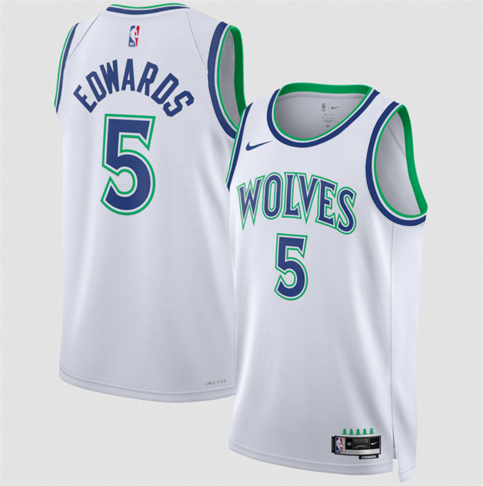 Men's Minnesota Timberwolves #5 Anthony Edwards White 2026/27 Association Edition Stitched Basketball Jersey Men's Minnesota Timberwolves #5 Anthony Edwards White 2026/27 Association Edition Stitched Basketball Jersey