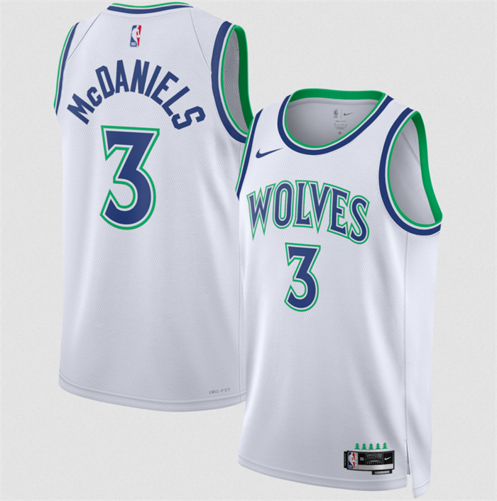 Men's Minnesota Timberwolves #3 Jaden McDaniels White 2026/27 Association Edition Stitched Basketball Jersey