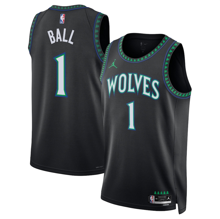 Men's Minnesota Timberwolves #1 LaMelo Ball Black 2026/27 Statement Edition Stitched Basketball Jersey