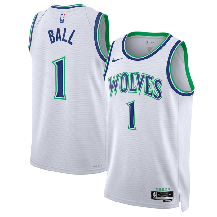 Men's Minnesota Timberwolves #1 LaMelo Ball White 2026/27 Association Edition Stitched Basketball Jersey