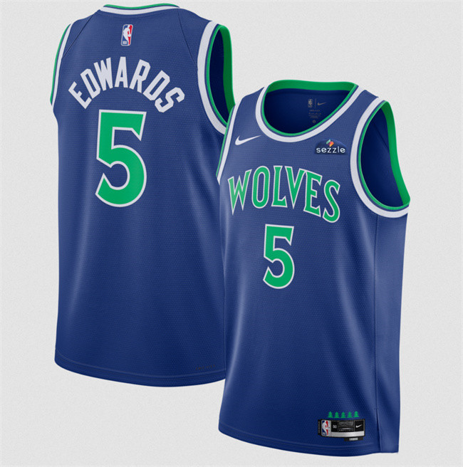 Men's Minnesota Timberwolves #5 Anthony Edwards Blue 2026/27 Icon Edition Stitched Basketball Jersey