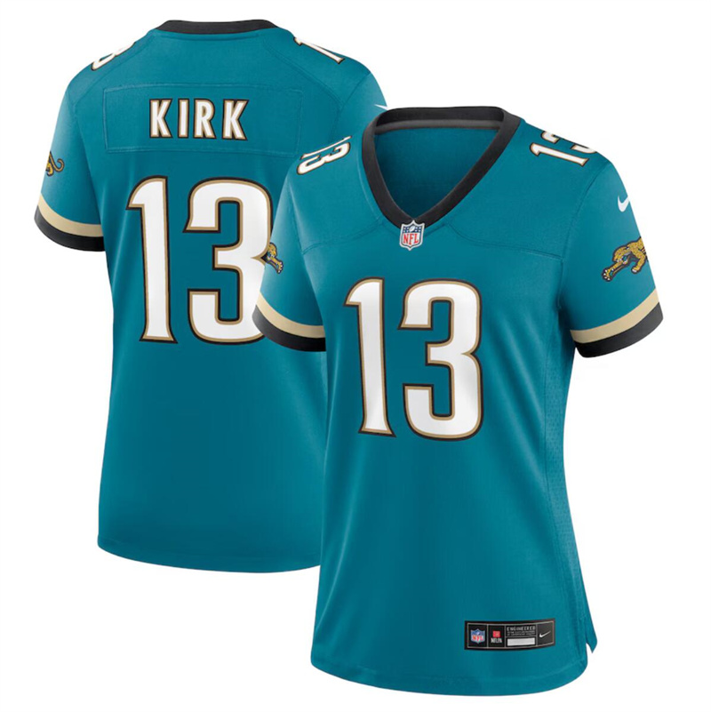 Women's Jacksonville Jaguars #13 Christian Kirk Teal 2024 Prowler Throwback Vapor Limited Stitched Football Jersey(Run Small)