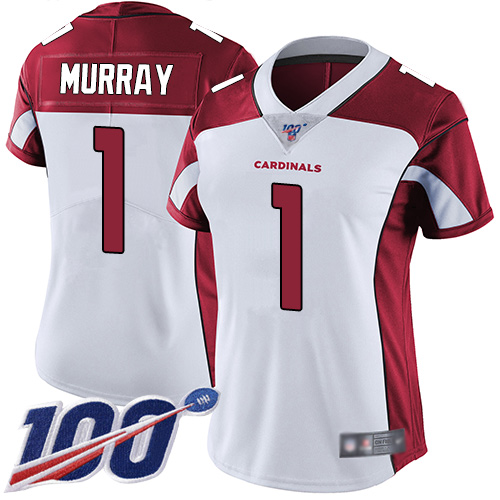 Nike Cardinals #1 Kyler Murray White Women's Stitched NFL 100th Season Vapor Limited Jersey Nike Cardinals #1 Kyler Murray White Women's Stitched NFL 100th Season Vapor Limited Jersey