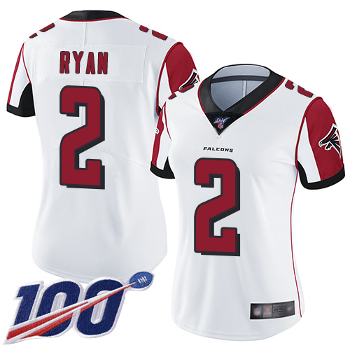 Nike Falcons #2 Matt Ryan White Women's Stitched NFL 100th Season Vapor Limited Jersey Nike Falcons #2 Matt Ryan White Women's Stitched NFL 100th Season Vapor Limited Jersey