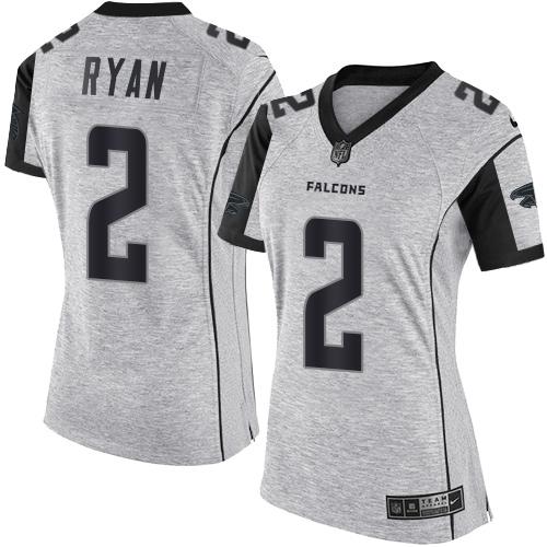 Nike Falcons #2 Matt Ryan Gray Women's Stitched NFL Limited Gridiron Gray II Jersey Nike Falcons #2 Matt Ryan Gray Women's Stitched NFL Limited Gridiron Gray II Jersey
