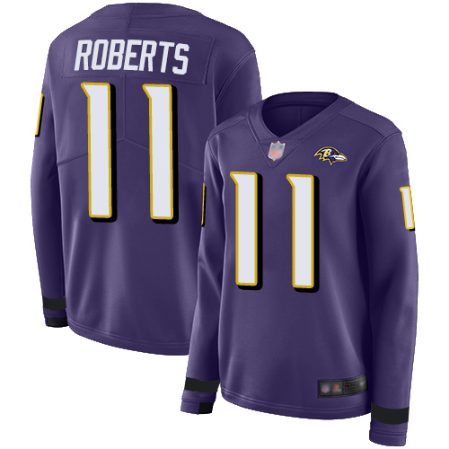Nike Ravens #11 Seth Roberts Purple Team Color Women's Stitched NFL Limited Therma Long Sleeve Jersey Nike Ravens #11 Seth Roberts Purple Team Color Women's Stitched NFL Limited Therma Long Sleeve Jersey