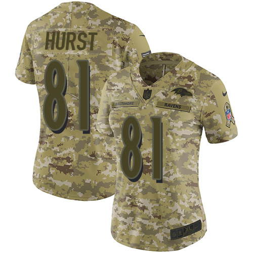 Nike Ravens #81 Hayden Hurst Camo Women's Stitched NFL Limited 2018 Salute to Service Jersey Nike Ravens #81 Hayden Hurst Camo Women's Stitched NFL Limited 2018 Salute to Service Jersey