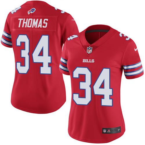 Nike Bills #34 Thurman Thomas Red Women's Stitched NFL Limited Rush Jersey Nike Bills #34 Thurman Thomas Red Women's Stitched NFL Limited Rush Jersey
