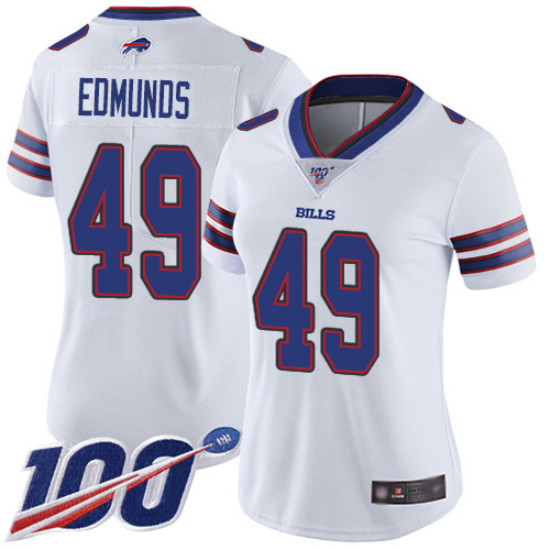 Nike Bills #49 Tremaine Edmunds White Women's Stitched NFL 100th Season Vapor Limited Jersey Nike Bills #49 Tremaine Edmunds White Women's Stitched NFL 100th Season Vapor Limited Jersey