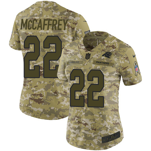Nike Panthers #22 Christian McCaffrey Camo Women's Stitched NFL Limited 2018 Salute to Service Jersey Nike Panthers #22 Christian McCaffrey Camo Women's Stitched NFL Limited 2018 Salute to Service Jersey