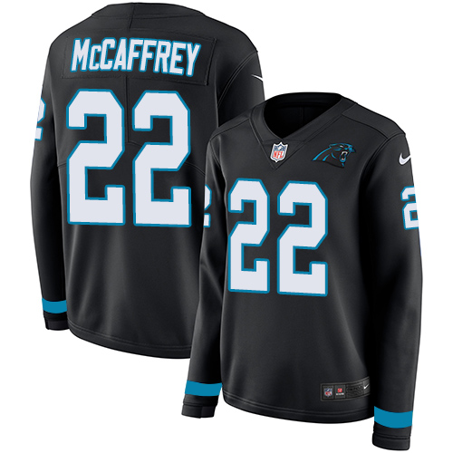 Nike Panthers #22 Christian McCaffrey Black Team Color Women's Stitched NFL Limited Therma Long Sleeve Jersey Nike Panthers #22 Christian McCaffrey Black Team Color Women's Stitched NFL Limited Therma Long Sleeve Jersey