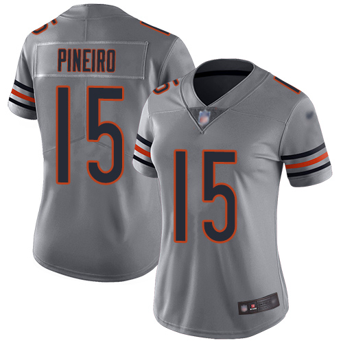 Nike Bears #15 Eddy Pineiro Silver Women's Stitched NFL Limited Inverted Legend Jersey