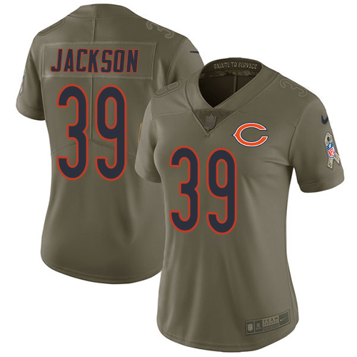 Nike Bears #39 Eddie Jackson Olive Women's Stitched NFL Limited 2017 Salute to Service Jersey