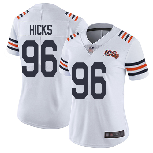 Nike Bears #96 Akiem Hicks White Alternate Women's Stitched NFL Vapor Untouchable Limited 100th Season Jersey