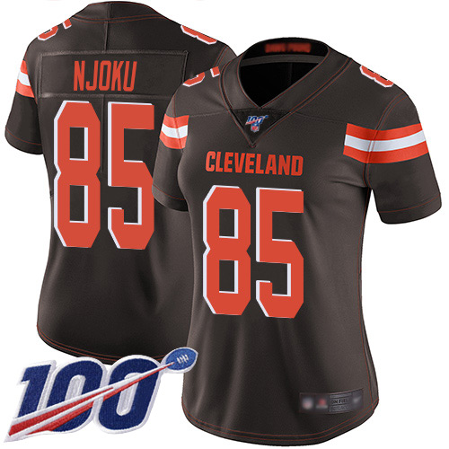 Nike Browns #85 David Njoku Brown Team Color Women's Stitched NFL 100th Season Vapor Limited Jersey