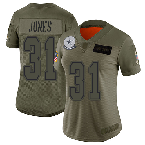 Nike Cowboys #31 Byron Jones Camo Women's Stitched NFL Limited 2019 Salute to Service Jersey
