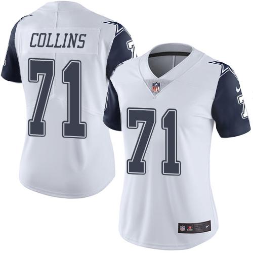 Nike Cowboys #71 La'el Collins White Women's Stitched NFL Limited Rush Jersey