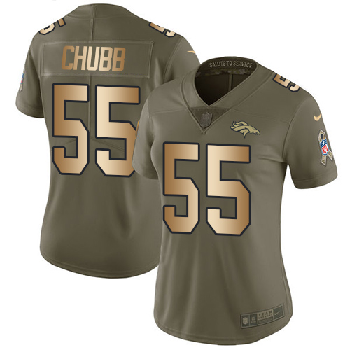 Nike Broncos #55 Bradley Chubb Olive/Gold Women's Stitched NFL Limited 2017 Salute to Service Jersey Nike Broncos #55 Bradley Chubb Olive/Gold Women's Stitched NFL Limited 2017 Salute to Service Jersey