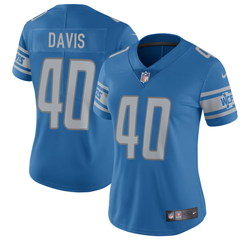 Nike Lions #40 Jarrad Davis Light Blue Team Color Women's Stitched NFL Vapor Untouchable Limited Jersey Nike Lions #40 Jarrad Davis Light Blue Team Color Women's Stitched NFL Vapor Untouchable Limited Jersey