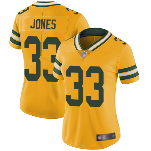 Nike Packers #33 Aaron Jones Yellow Women's Stitched NFL Limited Rush Jersey Nike Packers #33 Aaron Jones Yellow Women's Stitched NFL Limited Rush Jersey
