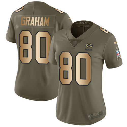 Nike Packers #80 Jimmy Graham Olive/Gold Women's Stitched NFL Limited 2017 Salute to Service Jersey Nike Packers #80 Jimmy Graham Olive/Gold Women's Stitched NFL Limited 2017 Salute to Service Jersey