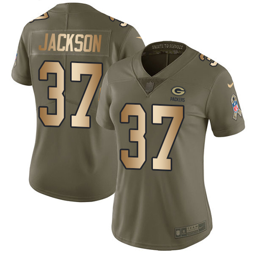 Nike Packers #37 Josh Jackson Olive/Gold Women's Stitched NFL Limited 2017 Salute to Service Jersey Nike Packers #37 Josh Jackson Olive/Gold Women's Stitched NFL Limited 2017 Salute to Service Jersey