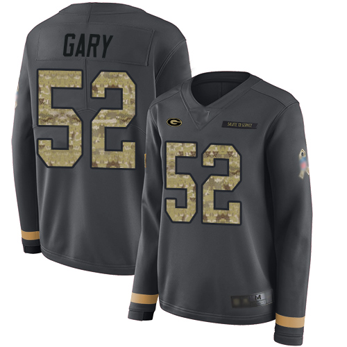 Nike Packers #52 Rashan Gary Anthracite Salute to Service Women's Stitched NFL Limited Therma Long Sleeve Jersey Nike Packers #52 Rashan Gary Anthracite Salute to Service Women's Stitched NFL Limited Therma Long Sleeve Jersey