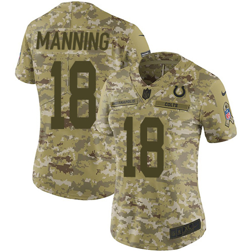 Nike Colts #18 Peyton Manning Camo Women's Stitched NFL Limited 2018 Salute to Service Jersey Nike Colts #18 Peyton Manning Camo Women's Stitched NFL Limited 2018 Salute to Service Jersey