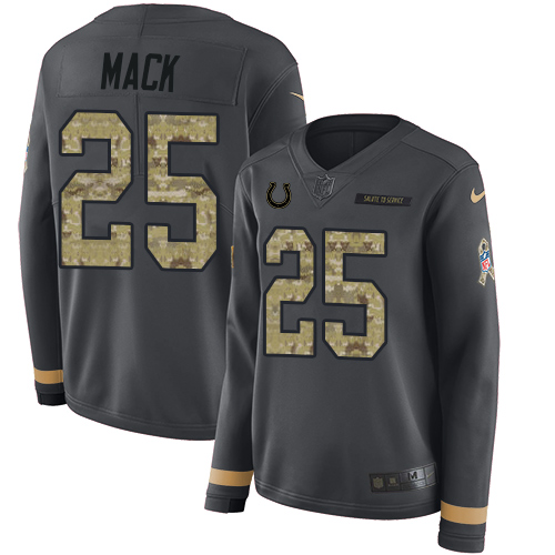 Nike Colts #25 Marlon Mack Anthracite Salute to Service Women's Stitched NFL Limited Therma Long Sleeve Jersey Nike Colts #25 Marlon Mack Anthracite Salute to Service Women's Stitched NFL Limited Therma Long Sleeve Jersey