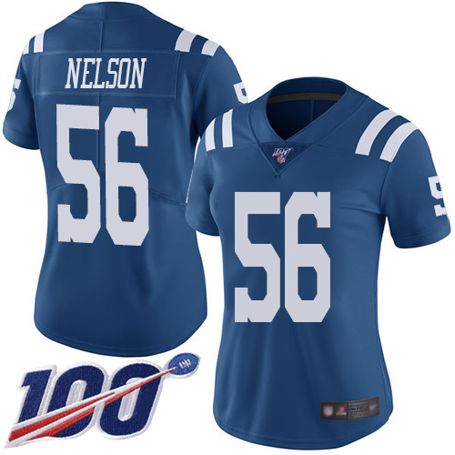 Nike Colts #56 Quenton Nelson Royal Blue Women's Stitched NFL Limited Rush 100th Season Jersey Nike Colts #56 Quenton Nelson Royal Blue Women's Stitched NFL Limited Rush 100th Season Jersey