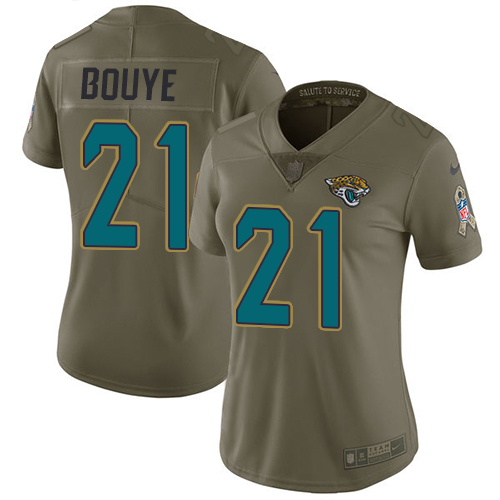 Nike Jaguars #21 A.J. Bouye Olive Women's Stitched NFL Limited 2017 Salute to Service Jersey