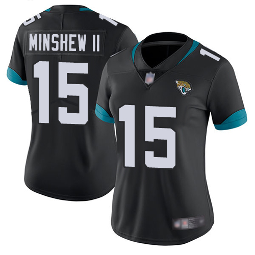 Nike Jaguars #15 Gardner Minshew II Black Team Color Women's Stitched NFL Vapor Untouchable Limited Jersey