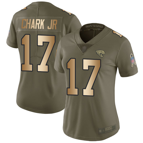 Nike Jaguars #17 DJ Chark Jr Olive/Gold Women's Stitched NFL Limited 2017 Salute to Service Jersey