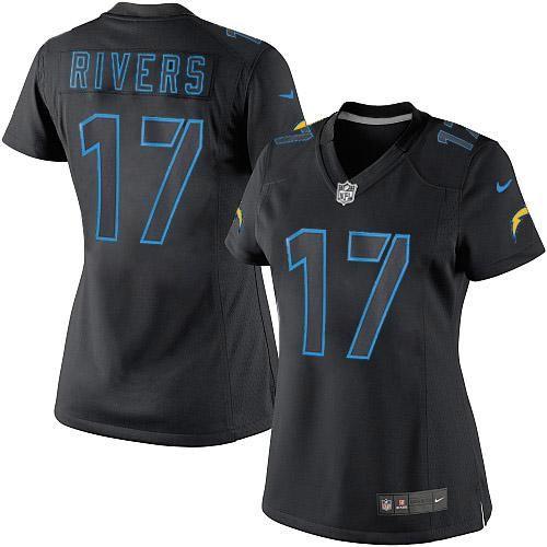 Nike Chargers #17 Philip Rivers Black Impact Women's Stitched NFL Limited Jersey