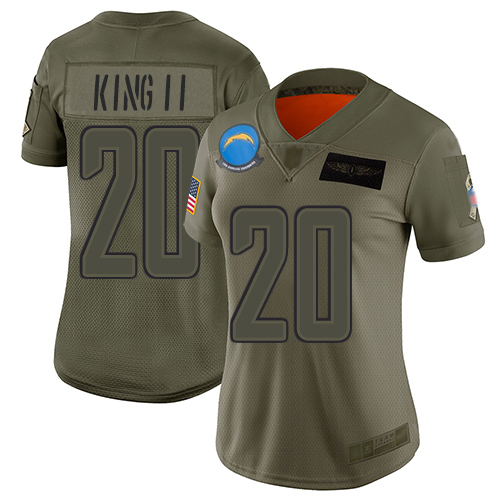 Nike Chargers #20 Desmond King II Camo Women's Stitched NFL Limited 2019 Salute to Service Jersey