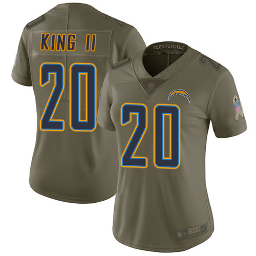 Nike Chargers #20 Desmond King II Olive Women's Stitched NFL Limited 2017 Salute to Service Jersey