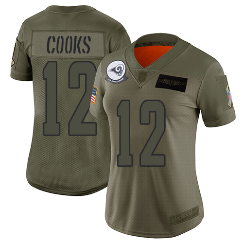 Nike Rams #12 Brandin Cooks Camo Women's Stitched NFL Limited 2019 Salute to Service Jersey
