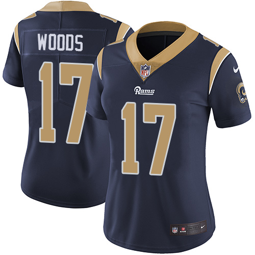 Nike Rams #17 Robert Woods Navy Blue Team Color Women's Stitched NFL Vapor Untouchable Limited Jersey