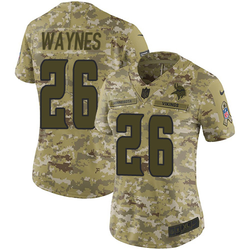 Nike Vikings #26 Trae Waynes Camo Women's Stitched NFL Limited 2018 Salute to Service Jersey