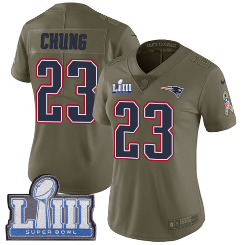 Nike Patriots #23 Patrick Chung Olive Super Bowl LIII Bound Women's Stitched NFL Limited 2017 Salute to Service Jersey Nike Patriots #23 Patrick Chung Olive Super Bowl LIII Bound Women's Stitched NFL Limited 2017 Salute to Service Jersey