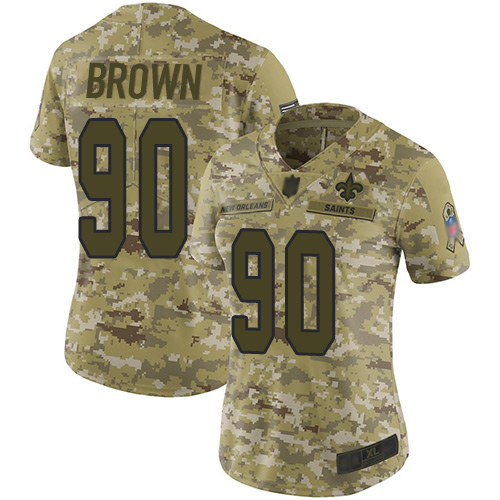 Nike Saints #90 Malcom Brown Camo Women's Stitched NFL Limited 2018 Salute to Service Jersey Nike Saints #90 Malcom Brown Camo Women's Stitched NFL Limited 2018 Salute to Service Jersey