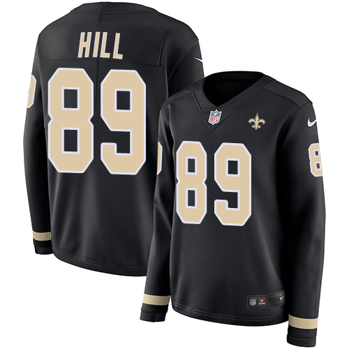 Nike Saints #89 Josh Hill Black Team Color Women's Stitched NFL Limited Therma Long Sleeve Jersey Nike Saints #89 Josh Hill Black Team Color Women's Stitched NFL Limited Therma Long Sleeve Jersey