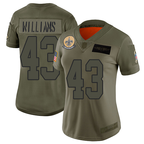 Nike Saints #43 Marcus Williams Camo Women's Stitched NFL Limited 2019 Salute to Service Jersey