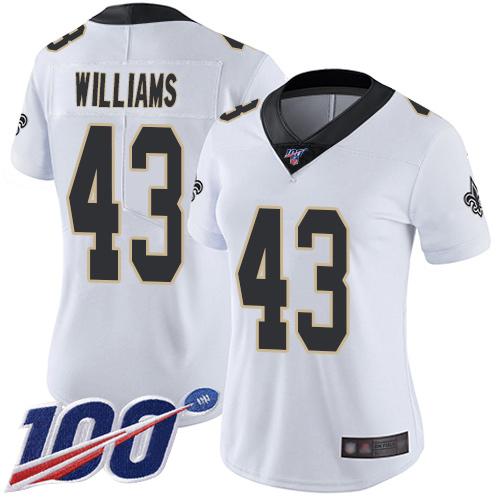 Nike Saints #43 Marcus Williams White Women's Stitched NFL 100th Season Vapor Limited Jersey Nike Saints #43 Marcus Williams White Women's Stitched NFL 100th Season Vapor Limited Jersey