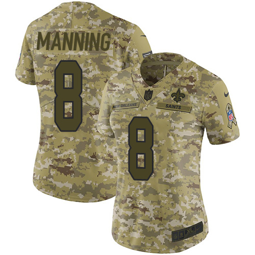 Nike Saints #8 Archie Manning Camo Women's Stitched NFL Limited 2018 Salute to Service Jersey Nike Saints #8 Archie Manning Camo Women's Stitched NFL Limited 2018 Salute to Service Jersey