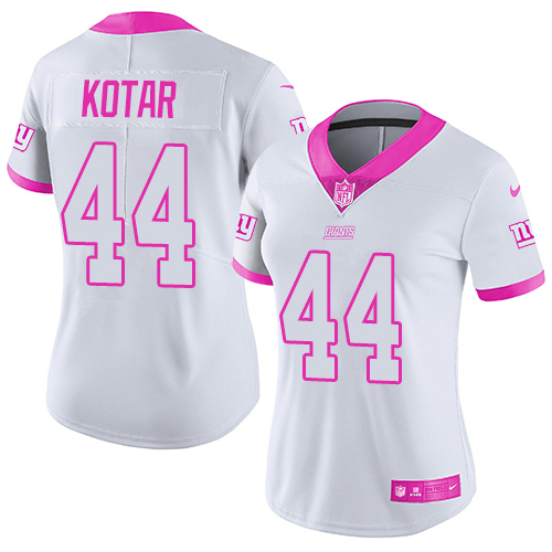 Nike Giants #44 Doug Kotar White/Pink Women's Stitched NFL Limited Rush Fashion Jersey Nike Giants #44 Doug Kotar White/Pink Women's Stitched NFL Limited Rush Fashion Jersey