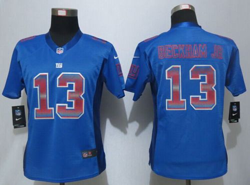 Nike Giants #13 Odell Beckham Jr Royal Blue Team Color Women's Stitched NFL Elite Strobe Jersey Nike Giants #13 Odell Beckham Jr Royal Blue Team Color Women's Stitched NFL Elite Strobe Jersey