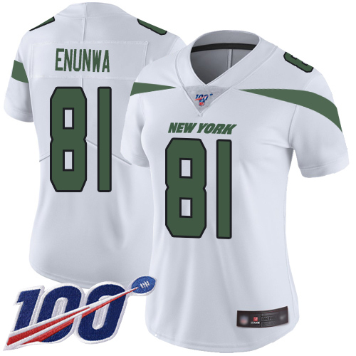 Nike Jets #81 Quincy Enunwa White Women's Stitched NFL 100th Season Vapor Limited Jersey Nike Jets #81 Quincy Enunwa White Women's Stitched NFL 100th Season Vapor Limited Jersey