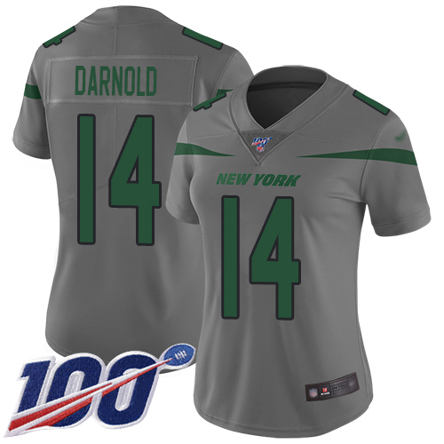 Nike Jets #14 Sam Darnold Gray Women's Stitched NFL Limited Inverted Legend 100th Season Jersey Nike Jets #14 Sam Darnold Gray Women's Stitched NFL Limited Inverted Legend 100th Season Jersey