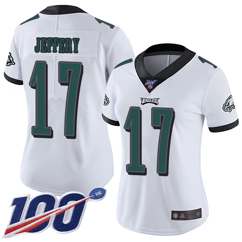 Nike Eagles #17 Alshon Jeffery White Women's Stitched NFL 100th Season Vapor Limited Jersey Nike Eagles #17 Alshon Jeffery White Women's Stitched NFL 100th Season Vapor Limited Jersey